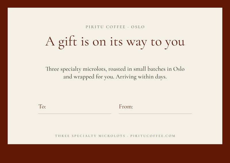 The Piritu Gift Box with three specialty coffees from Cusco, Peru