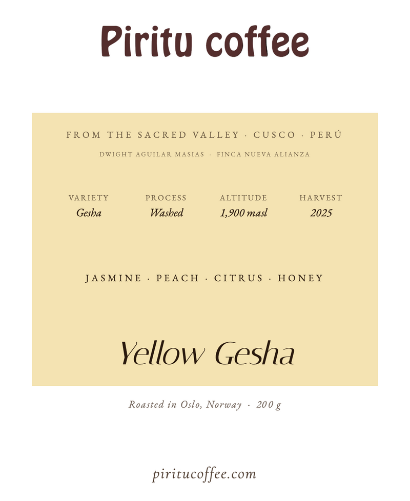 Yellow Gesha Microlot - Cusco, Peru (200g, 91.2 SCA)