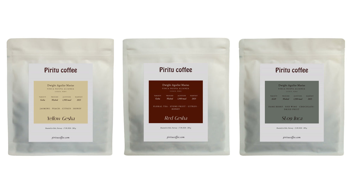 Tres Amigos de Cusco: Yellow Gesha, Red Gesha and SL09 Inca from Finca Nueva Alianza, Cusco, Peru