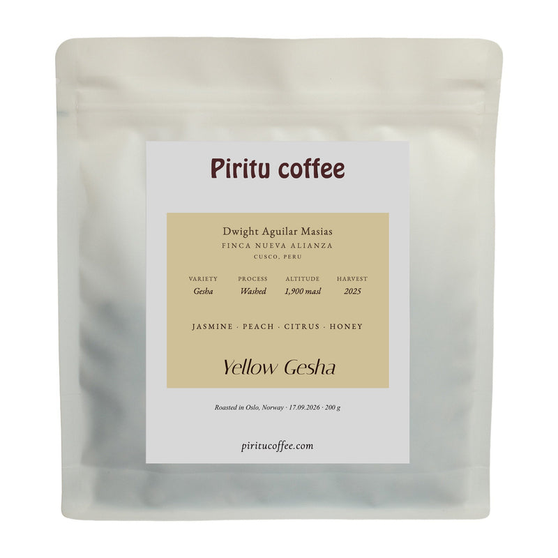 Yellow Gesha 200 g bag from Finca Nueva Alianza, Cusco, Peru