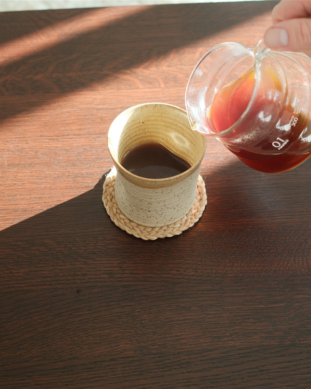 Pour-over coffee being brewed