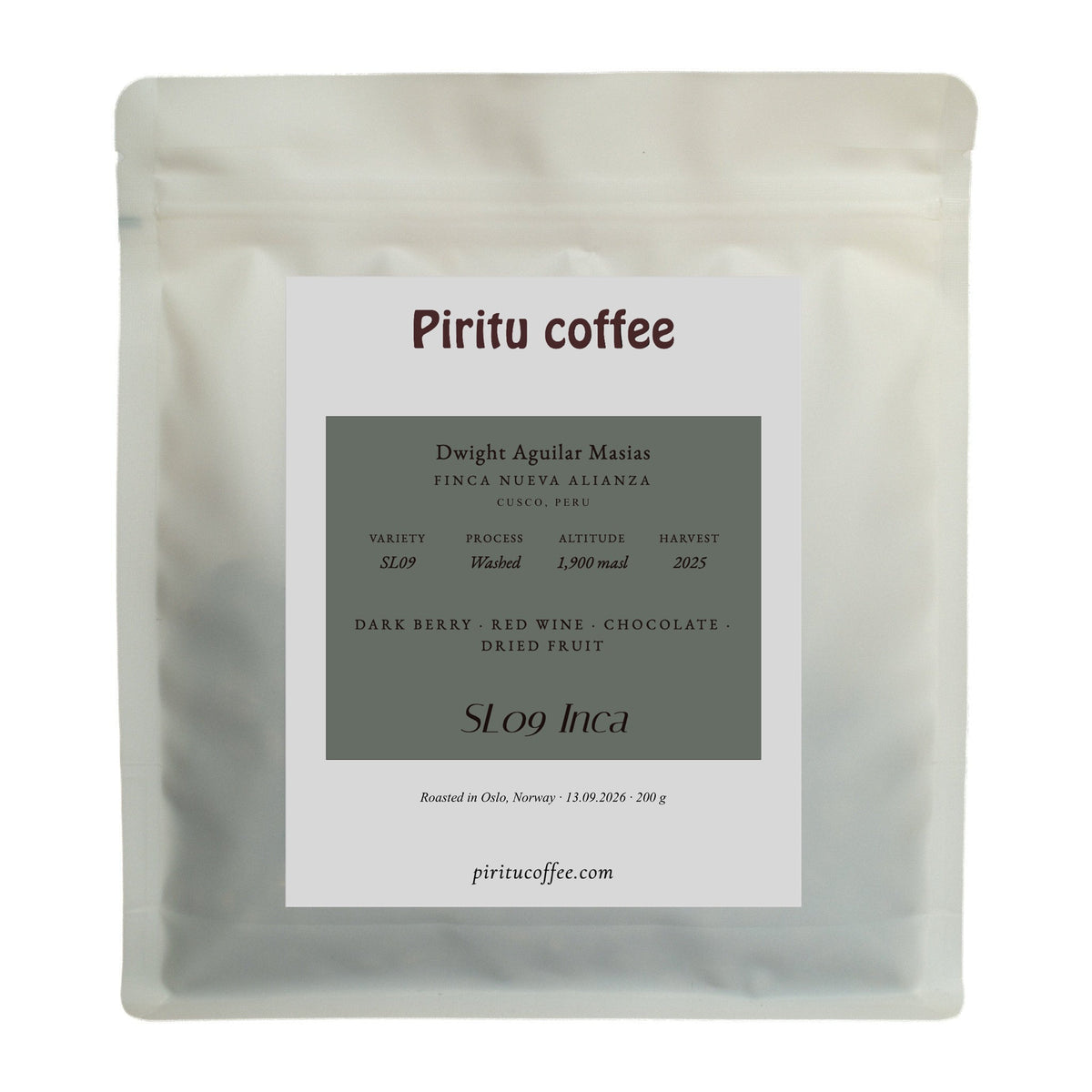 SL09 Inca 200 g bag from Finca Nueva Alianza, Cusco, Peru